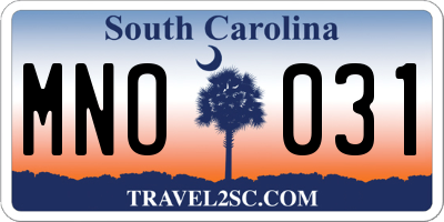 SC license plate MNO031
