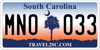 SC license plate MNO033