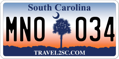 SC license plate MNO034