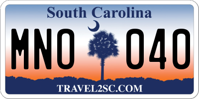 SC license plate MNO040