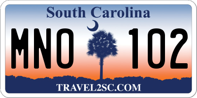 SC license plate MNO102