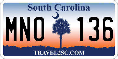 SC license plate MNO136