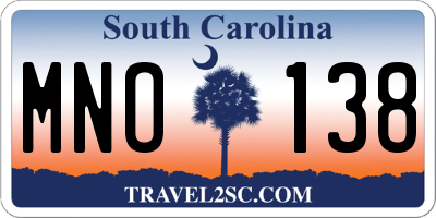 SC license plate MNO138