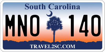 SC license plate MNO140