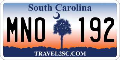 SC license plate MNO192