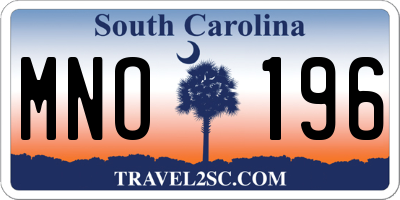 SC license plate MNO196