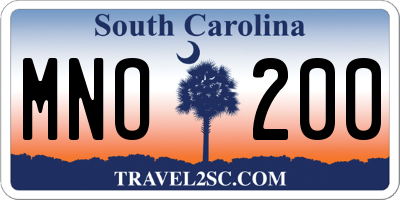 SC license plate MNO200