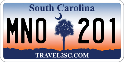 SC license plate MNO201