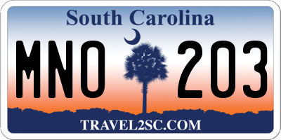 SC license plate MNO203