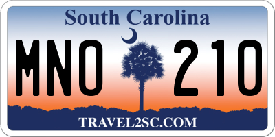SC license plate MNO210
