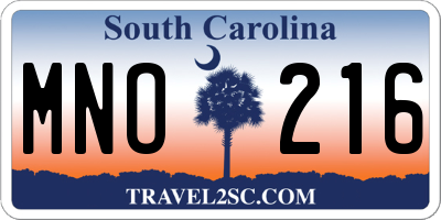 SC license plate MNO216