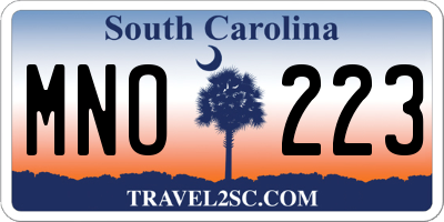 SC license plate MNO223