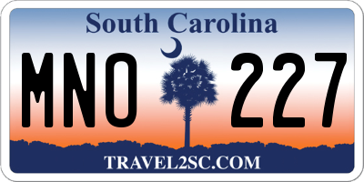 SC license plate MNO227