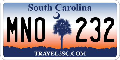 SC license plate MNO232