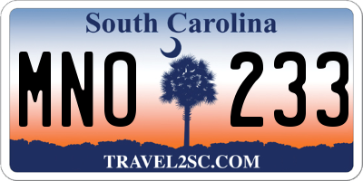 SC license plate MNO233