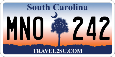 SC license plate MNO242