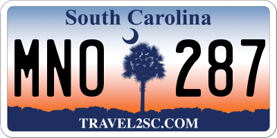 SC license plate MNO287