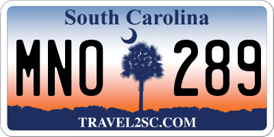 SC license plate MNO289