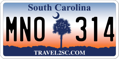 SC license plate MNO314
