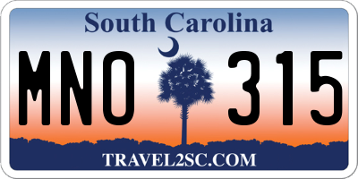SC license plate MNO315