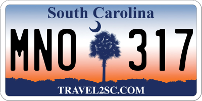 SC license plate MNO317