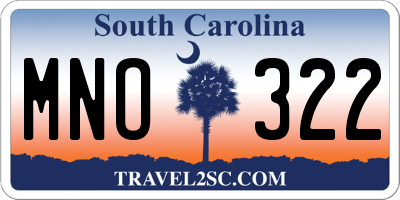 SC license plate MNO322