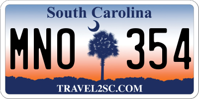 SC license plate MNO354
