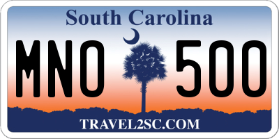 SC license plate MNO500