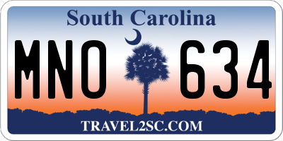 SC license plate MNO634