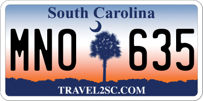 SC license plate MNO635