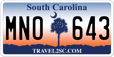 SC license plate MNO643