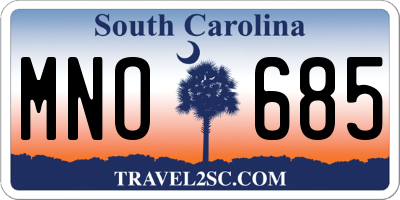 SC license plate MNO685