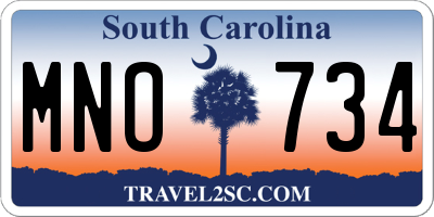SC license plate MNO734