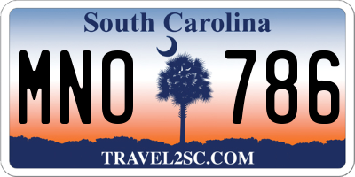 SC license plate MNO786
