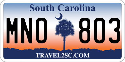 SC license plate MNO803