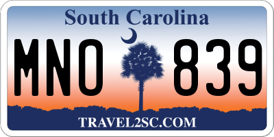 SC license plate MNO839