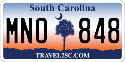 SC license plate MNO848