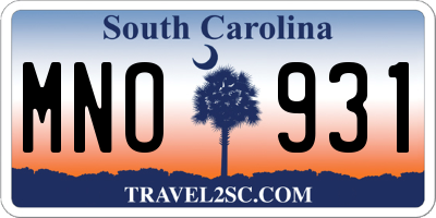 SC license plate MNO931