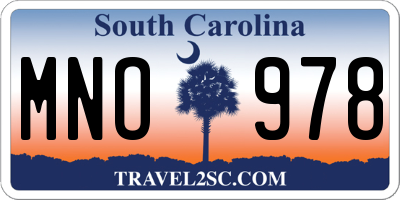SC license plate MNO978