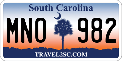 SC license plate MNO982