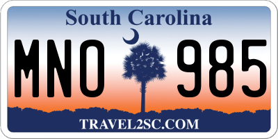 SC license plate MNO985