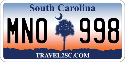 SC license plate MNO998