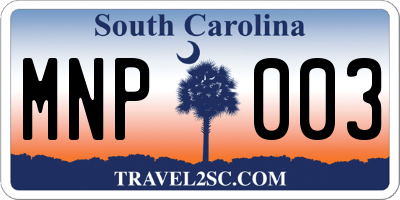 SC license plate MNP003