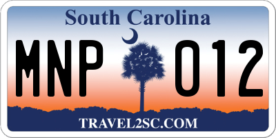 SC license plate MNP012