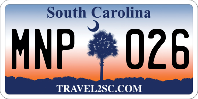 SC license plate MNP026