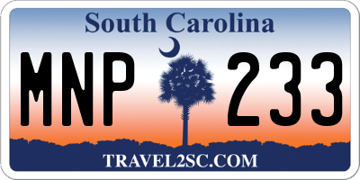 SC license plate MNP233