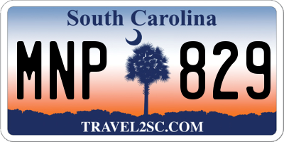 SC license plate MNP829