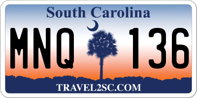 SC license plate MNQ136
