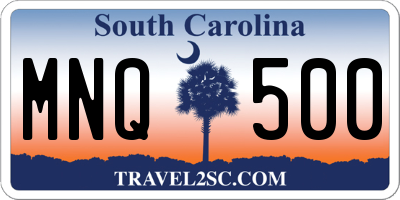 SC license plate MNQ500
