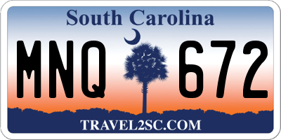 SC license plate MNQ672